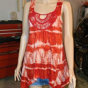Absolutely Famous Red Tye-Dye Tank Top